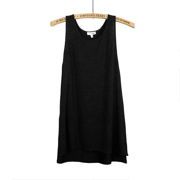 Aritzia Wilfred Free Women's Small Black Fine Knit Tank Top Long Side Split - Picture 1 of 4